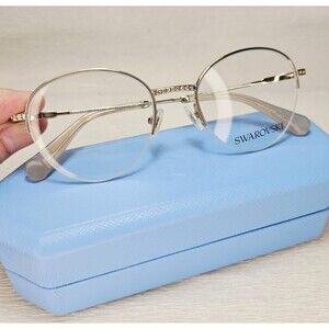 Swarovski SK1004 4013 Eyeglass Frame Women Lt Gold SemiRim Oval 49 19 135 & Case
